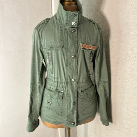 Daytrip Green Army Jacket M Lightweight Boho Cabincore Fisherman Gorpcore Skater - Picture 1 of 15
